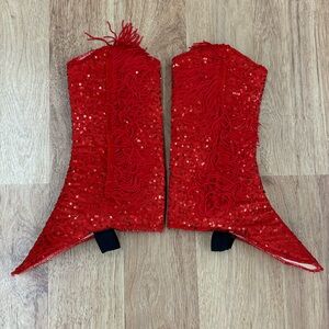 Weissman Red Fringe & Sequin Boot Covers, Youth